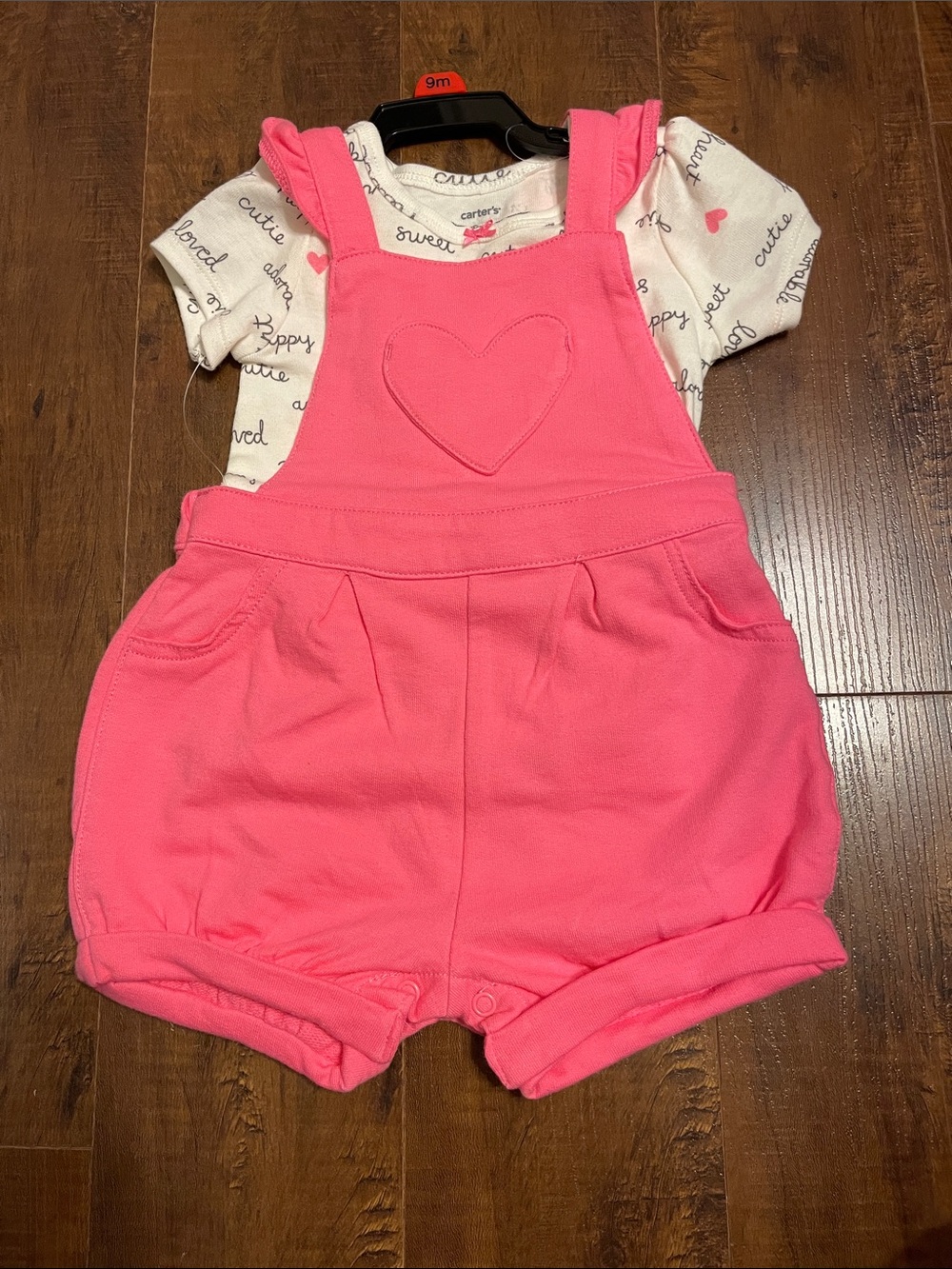 Carter's Pink Heart Overall Matching Set